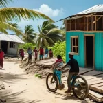 몰디브 쓰나미 대응 - **Prompt:** "A vibrant scene depicting the resilience and unity of the Maldivian community after a n...