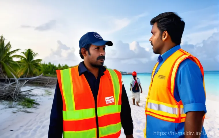 몰디브 쓰나미 대응 - **Prompt:** "A vibrant scene depicting the resilience and unity of the Maldivian community after a n...