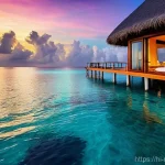 몰디브 바다 전망 숙소 - **Overwater Villa Sunset Serenity**
    "A breathtaking, luxurious overwater villa in the Maldives, ...