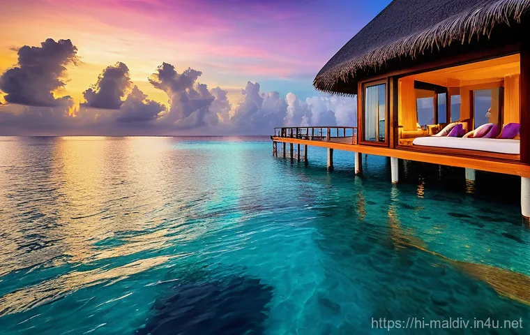 몰디브 바다 전망 숙소 - **Overwater Villa Sunset Serenity**
    "A breathtaking, luxurious overwater villa in the Maldives, ...