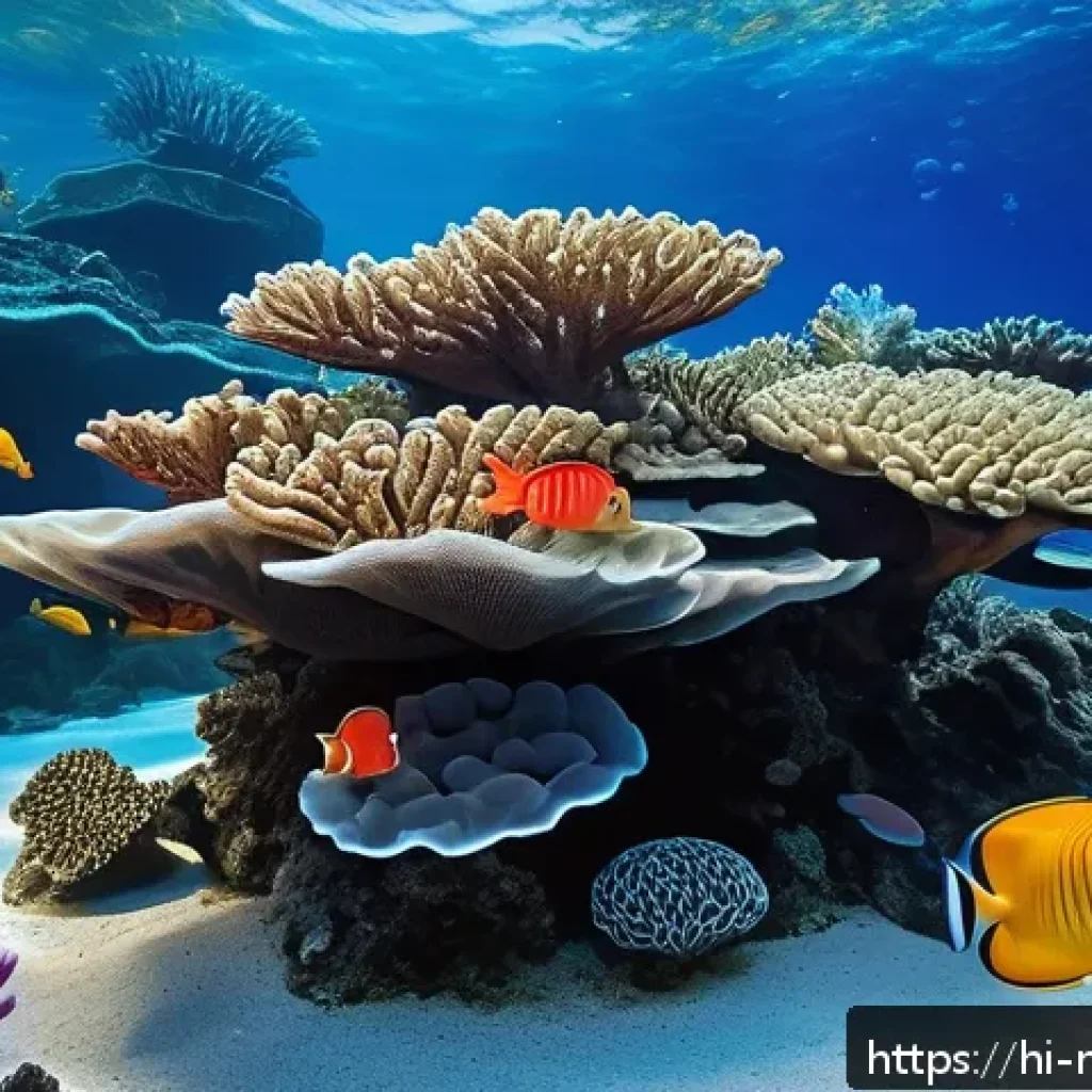 몰디브 수족관 방문 - A vibrant underwater scene inside a Maldives aquarium tank showcasing a colorful coral reef teeming ...