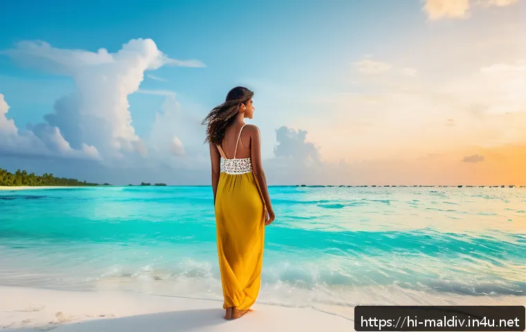 몰디브 사진 촬영 명소 - A stunning photo shoot scene on the pristine Rasdhoo Atoll beach in the Maldives, featuring crystal-...